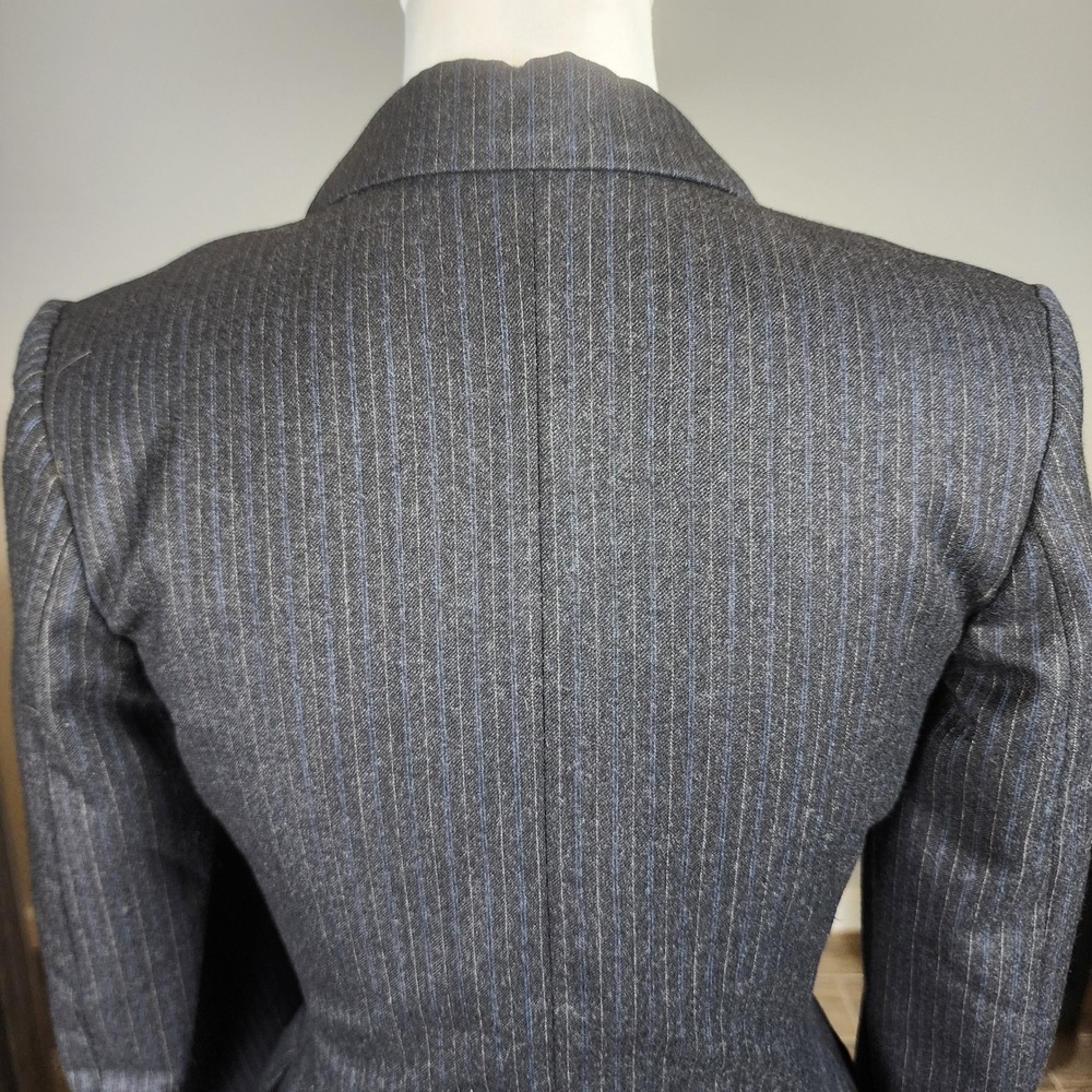 Pytchley Phillips & Piper Wool Pinstripe Riding Blazer Womens US 2 Gray Fox Head - Picture 6 of 12